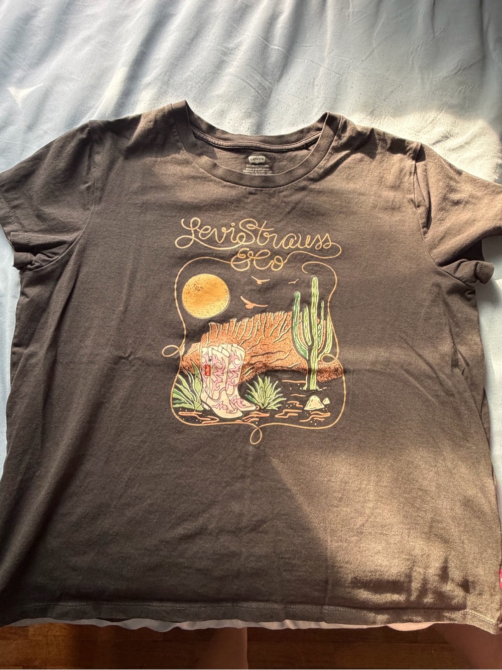 Levi's Brown Desert Graphic Tee with Cactus & Boot Design